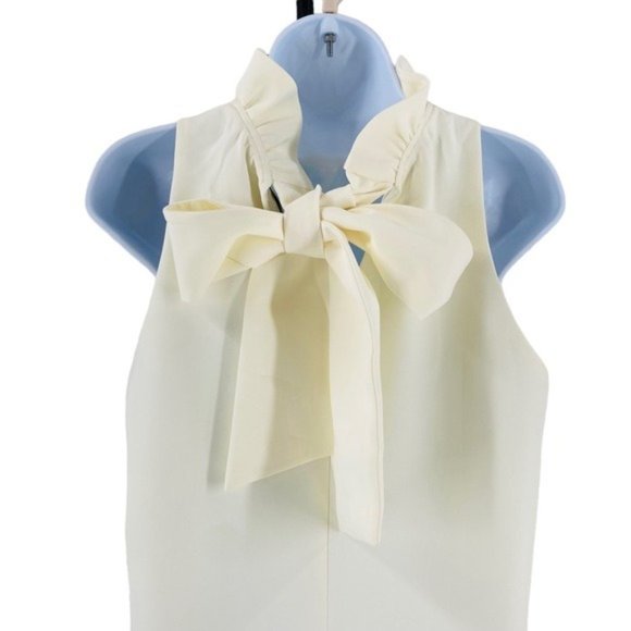 Tuckernuck Ivory Blythe Bow Ruffle Sleeveless Preppy Mini Dress Size L - Picture 8 of 12